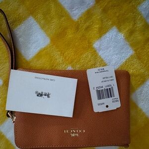Coach Tan Leather Clutch Wristlet